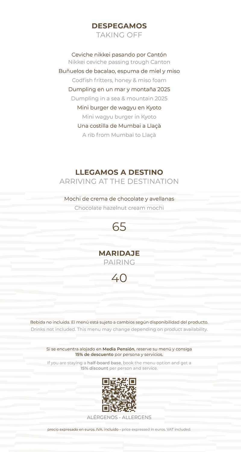 Carta Degustación Marao 2025